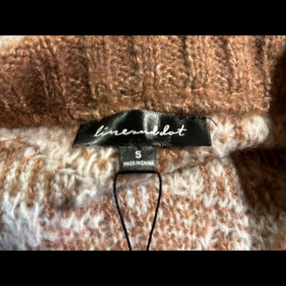 Line & Dot x Revolve Houndstooth Plush Sweater Cream/Toffee Brown Size S - NWT - Picture 12 of 16